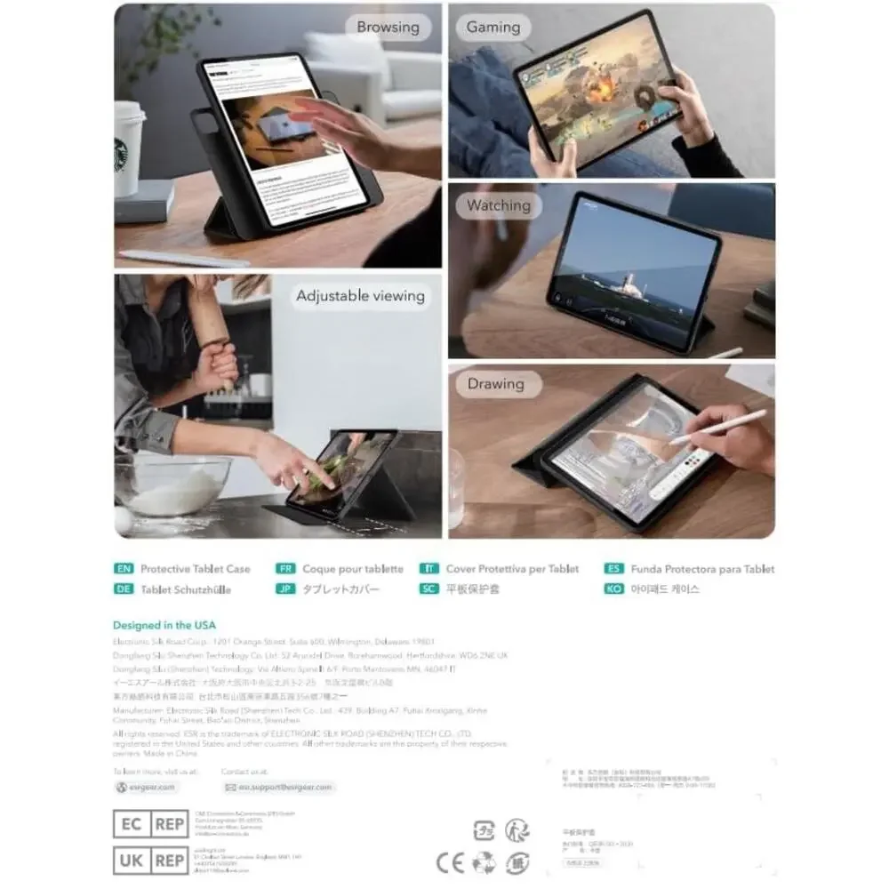 ESR Green iPad Air 11 Inch Case M2, 6Th/5Th/4Th Gen Case (2024/2022)
